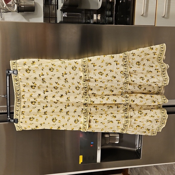 💕MAX STUDIO💕 Ruffle Tiered Midi Skirt ~ Natural Lemon Harvest XL NWT - Picture 6 of 14